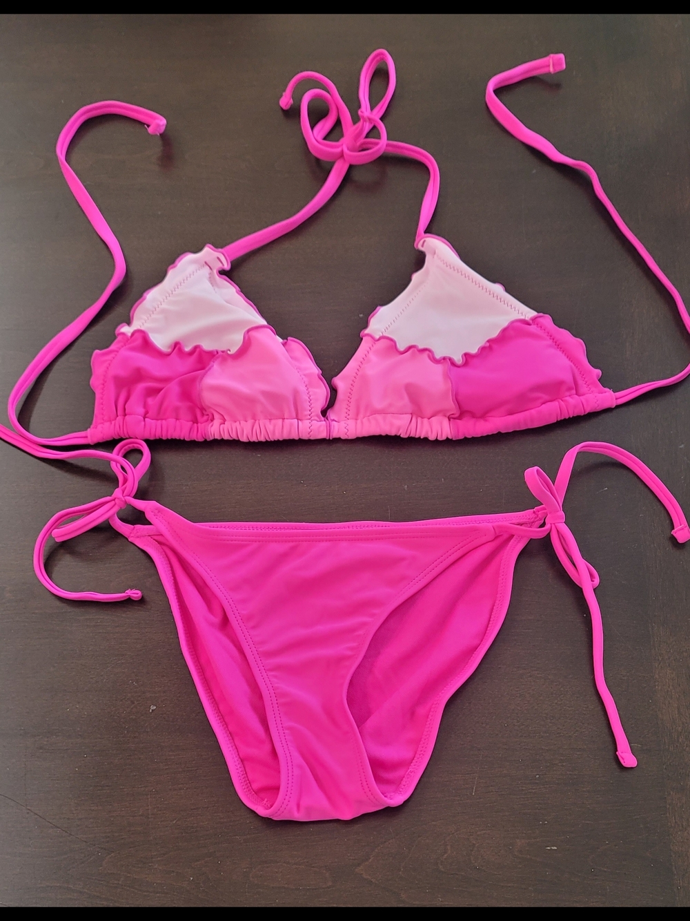 Xhilaration Bright Fuchsia Swim Top Size M and Bottoms Size XS